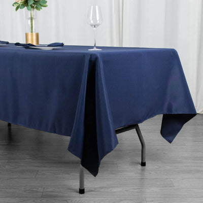 Fire Retardant Premium Polyester 60"x102" Rectangular Tablecloth Navy Blue - High-Performance Table Cover