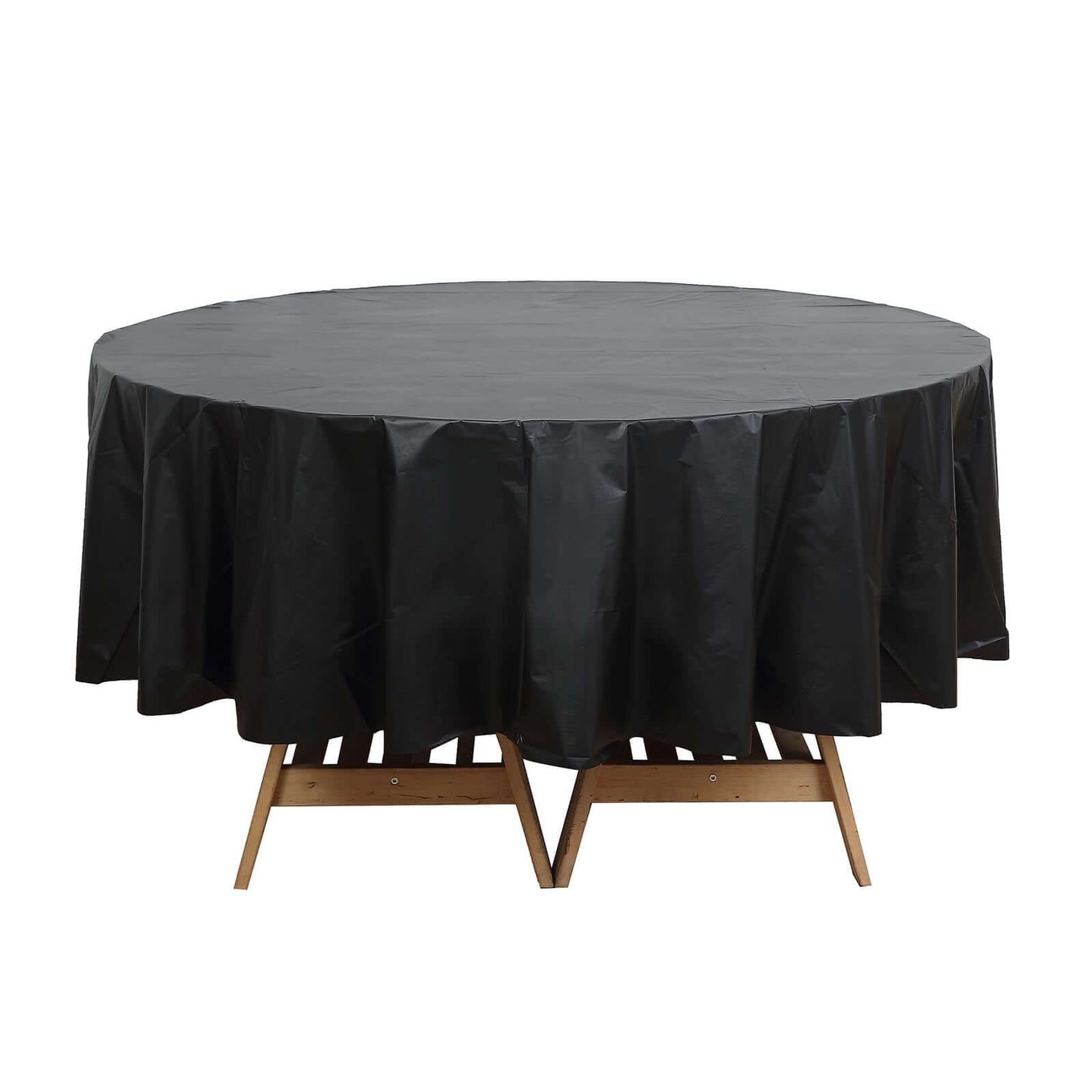 5-Pack Plastic Table Covers Black Round - Durable PVC Disposable Tablecloths for Events 84"