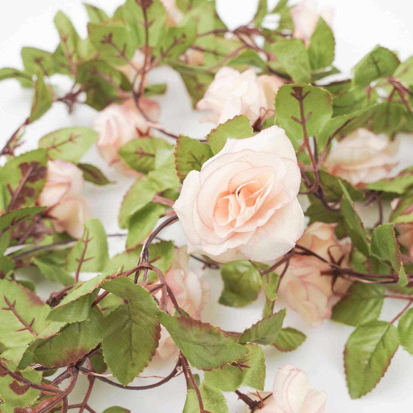 7ft 20 LED Blush Silk Rose Flower Garland Vine String Lights, Warm White Battery Operated