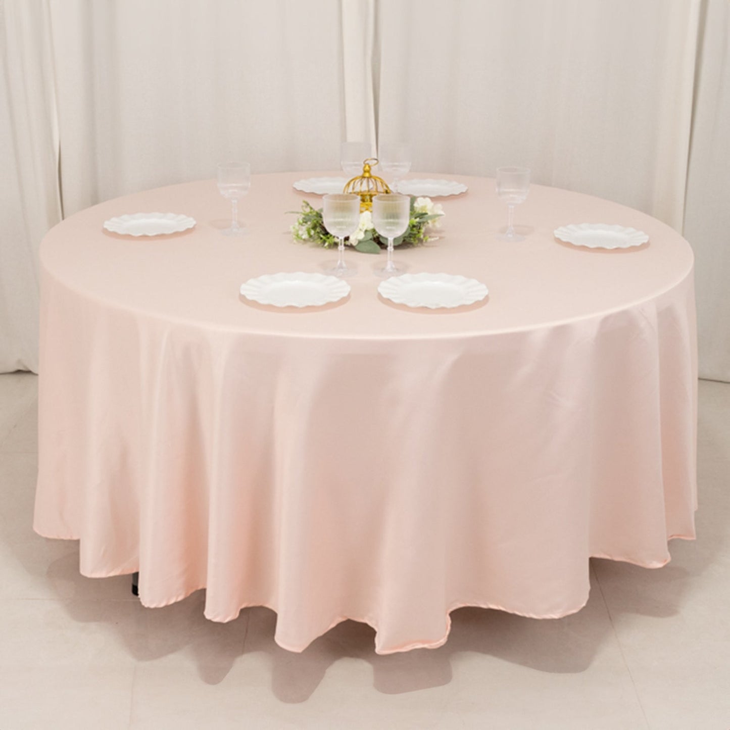 Lamour Satin 108" Round Tablecloth Blush - Durable & Silk-Like Table Cover