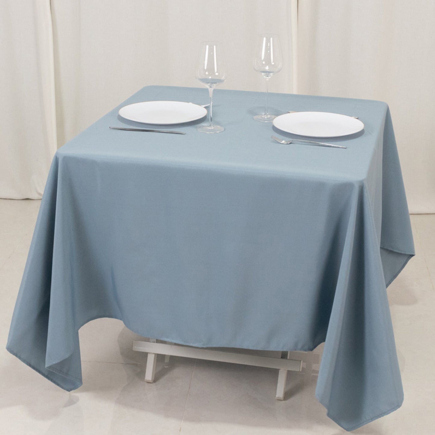 Premium Polyester Square Tablecloth 70"x70" Dusty Blue 220GSM Wrinkle-Resistant Table Cover