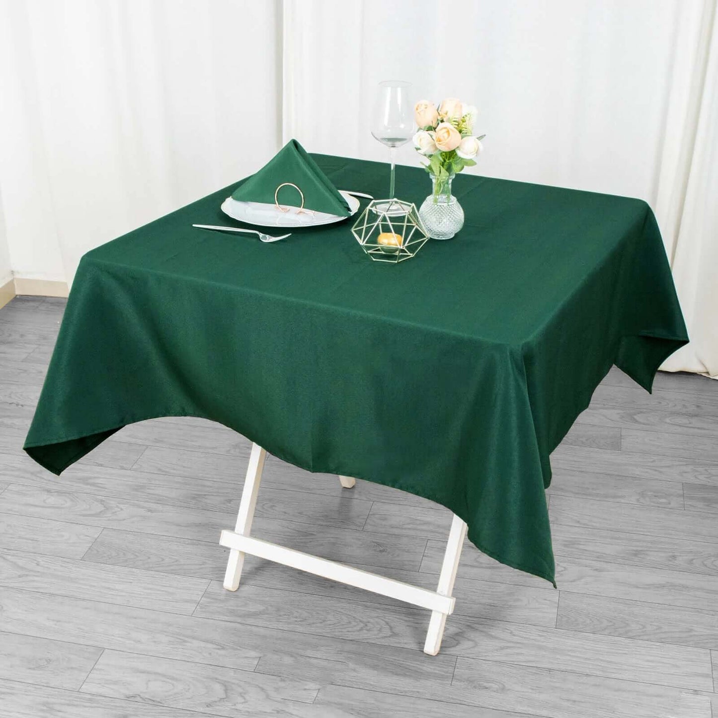 Premium Polyester 54"x54" Square Tablecloth Hunter Emerald Green - 220GSM Stain and Wrinkle-Resistant Table Cover