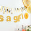 3ft Gold Glittered It's a Girl Paper Hanging Gender Reveal Garland Banner, Baby Shower Banner