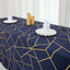 Polyester 90"x132" Rectangle Tablecloth Navy Blue with Gold Foil Geometric Pattern - Wrinkle-Resistant Seamless Table Cover