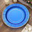 25-Pack Disposable Round Charger Plates in Royal Blue Sunray Design with Gold Rim - 350GSM Heavy Duty Paper Chargers 13"