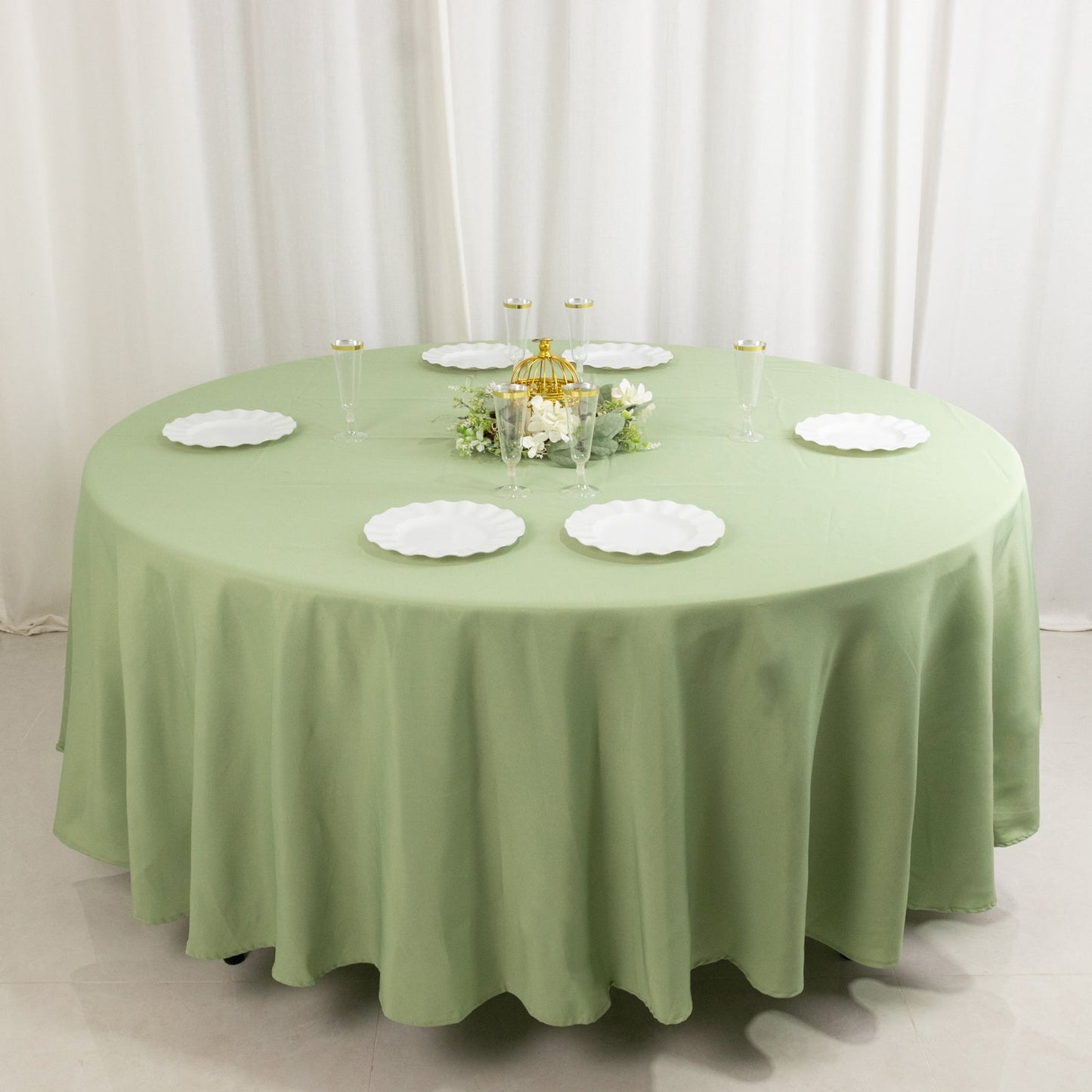 Premium Polyester 108" Round Tablecloth Sage Green - Wrinkle-Resistant 220GSM Table Cover