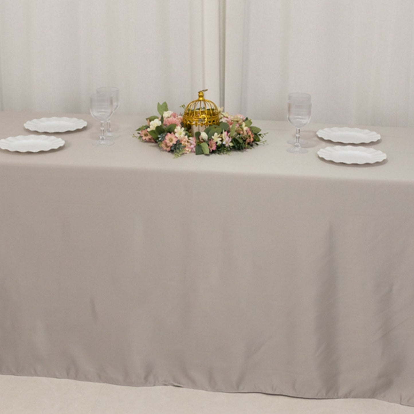Lamour Satin 90"x156" Rectangle Tablecloth Silver - Luxurious, Soft Seamless Table Cover