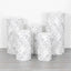 Set of 5 White Wave Mesh Cylinder Pedestal Stand Covers with Embroidered Sequins, Pillar Prop Covers - 160 GSM
