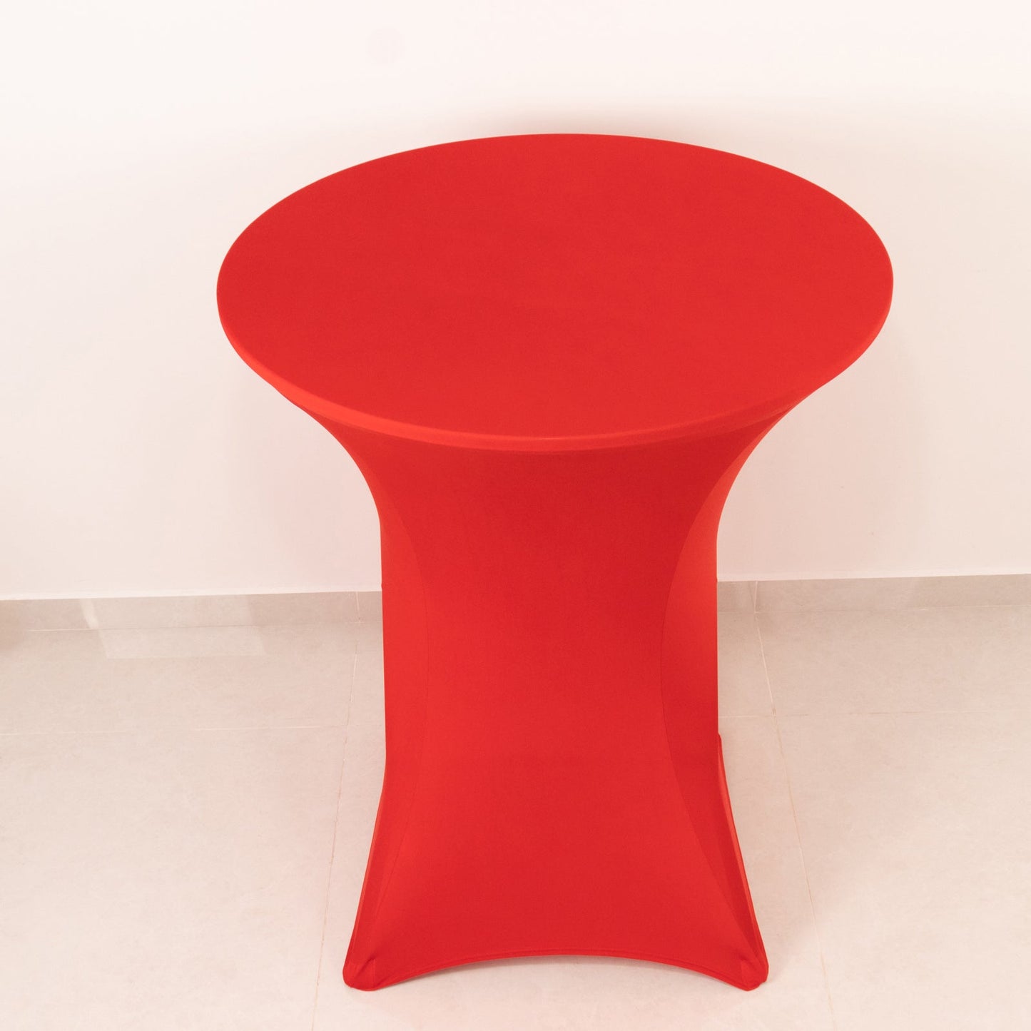 Spandex 36" Round Cocktail Table Cover Red - Easy to Maintain Stretch Fitted Highboy Tablecloth