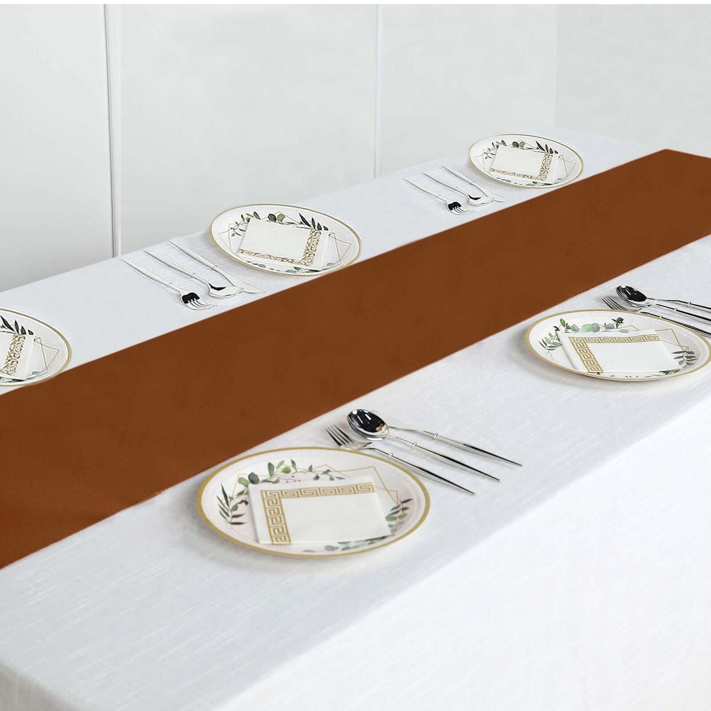 Polyester 12"x108" Table Runner Cinnamon Brown - Durable & Wrinkle-Resistant Table Decor