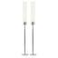 2-Pack Silver Metal Taper Candlestick Holders, Clear Glass Hurricane Candle Stands With Chimney Candle Shades 24"