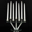 Crystal Glass Candelabra, 7-Branch Taper Candle Stick Holder Stand Table Centerpiece With Crystal Filler and Mirror Base 12"