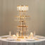 40" Crystal Pendant Table Centerpiece in 5-Tier Gold, Round Flower Stand Metal Vase Chandelier with Hanging Crystals