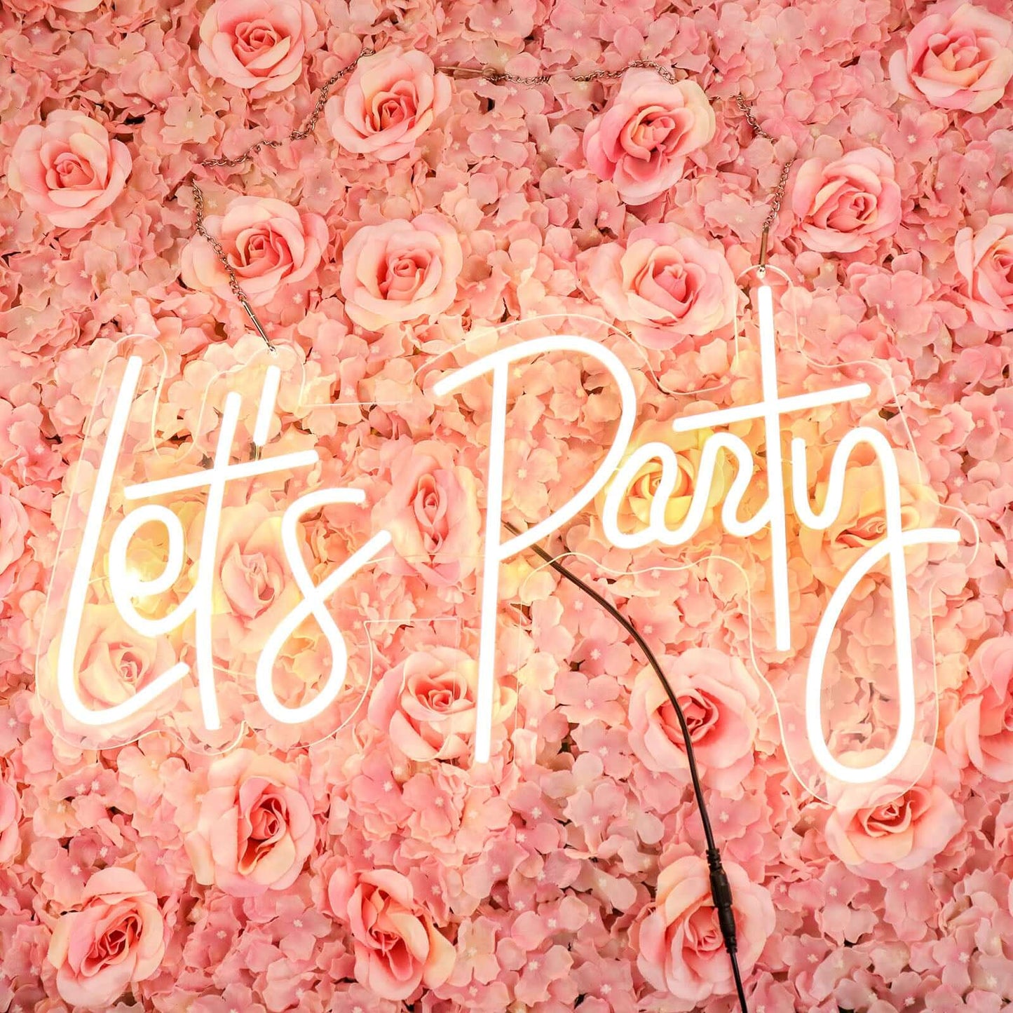 23" Let's Party Neon Light Sign, LED Reusable Wall DÃ©cor Lights With 5ft Hanging Chain