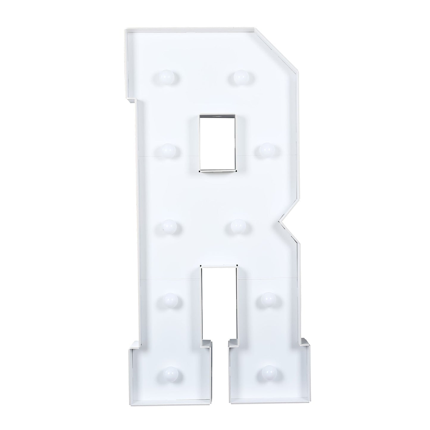 Giant LED Marquee Light Up Letter "R", White 4ft Pre-Cut Foam Board with 10 Warm White Battery Operated LEDs, Glue Gun and Sticks