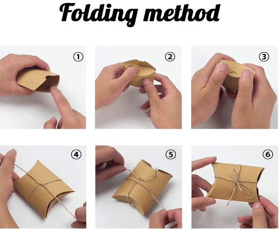 50 Pack 4.5"x3.5" Natural Brown Paper Wedding Favor Pillow Boxes with Burlap Twine, Party Gift Boxes