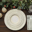 25-Pack Paper 10" Round Dinner Plates in White with Gold Vintage Porcelain Style Rim - Disposable 300GSM Party Plates