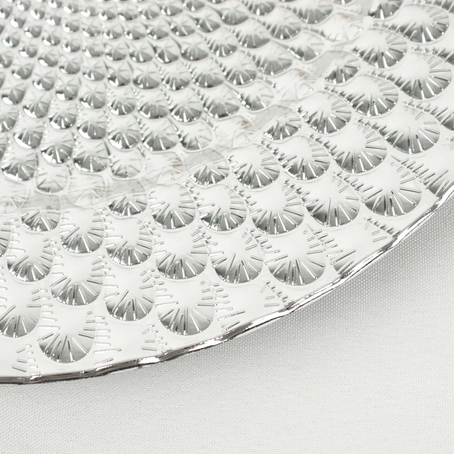 6-Pack Plastic Round Charger Plates 13" in Silver with Peacock Pattern, Exquisite Decorative Dinner Party Charger Tableware