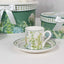 Greenery Theme Bridal Shower Gift Set, Set of 2 Porcelain Espresso Cups and Saucers with Matching Keepsake Box