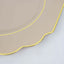 10-Pack Plastic Dessert Appetizer Plates in Taupe Baroque Design with Scalloped Gold Rim - Heavy Duty Disposable Salad Plates 8"