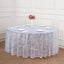 Tulle 120" Round Tablecloth Silver - Seamless Sequin Leaf Embroidered Table Cover