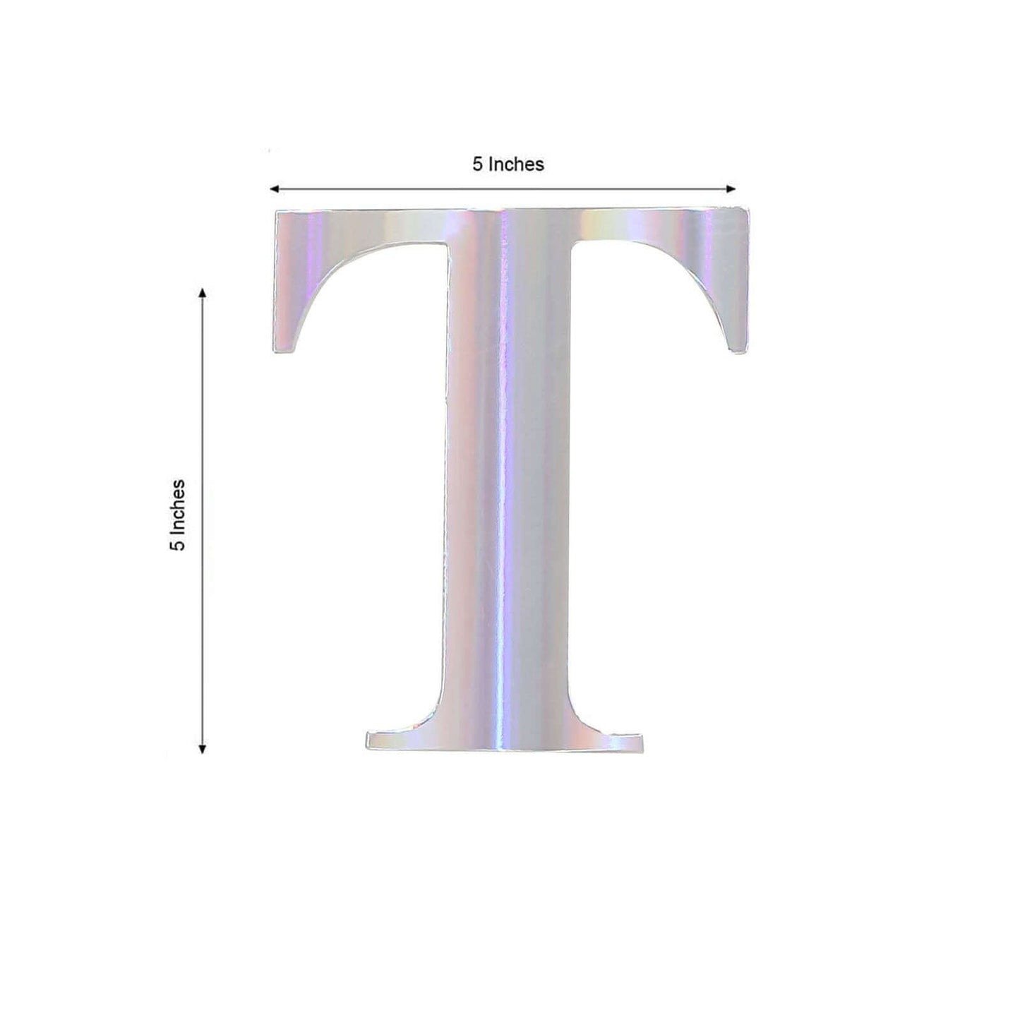 4 Pack 5" Iridescent Alphabet Stickers Banner, Customizable Stick on Letters - T