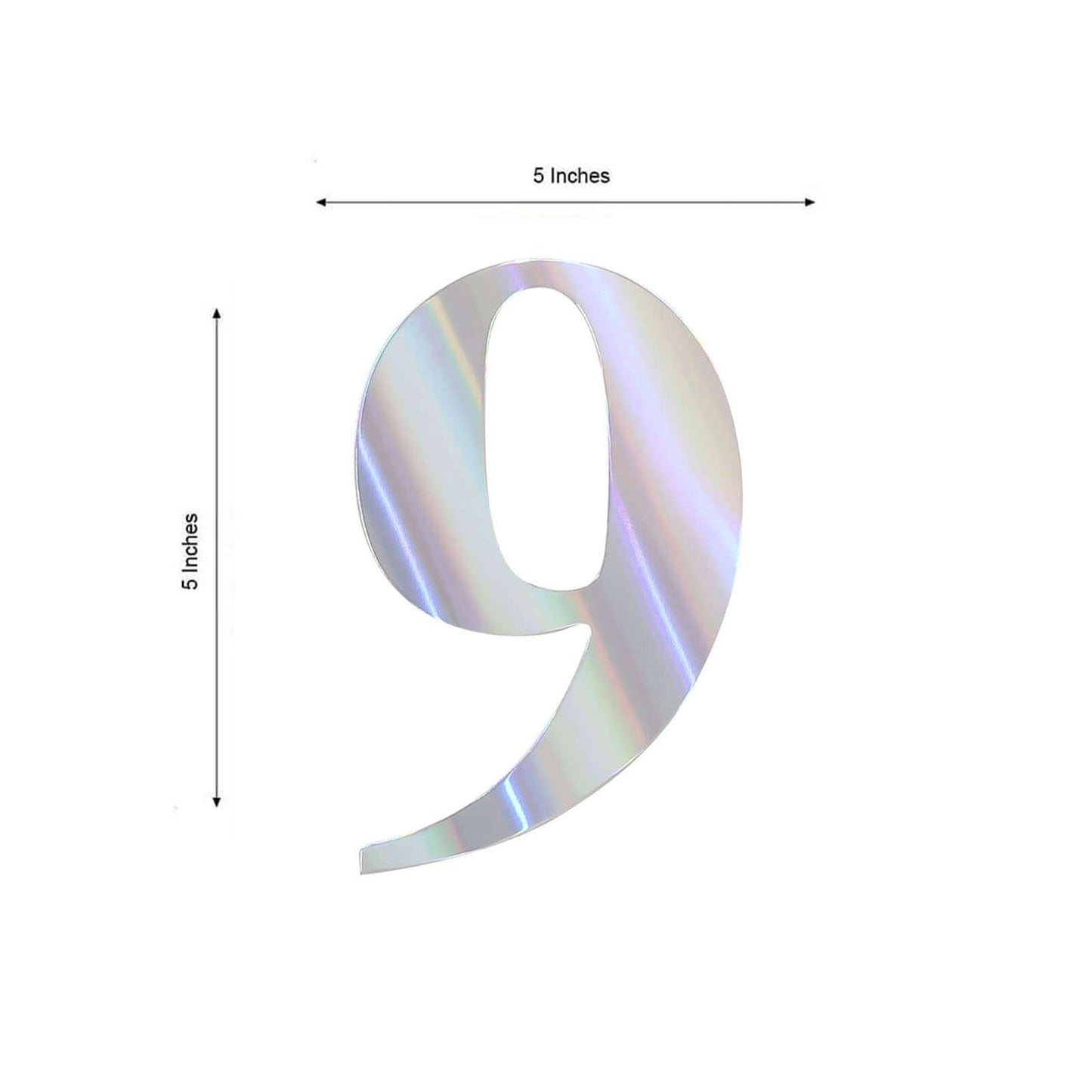 4-Pack Stickers Banner Custom 0-9 Number "9" Design Iridescent - Milestone Age and Date Stick-On Numbers 5"