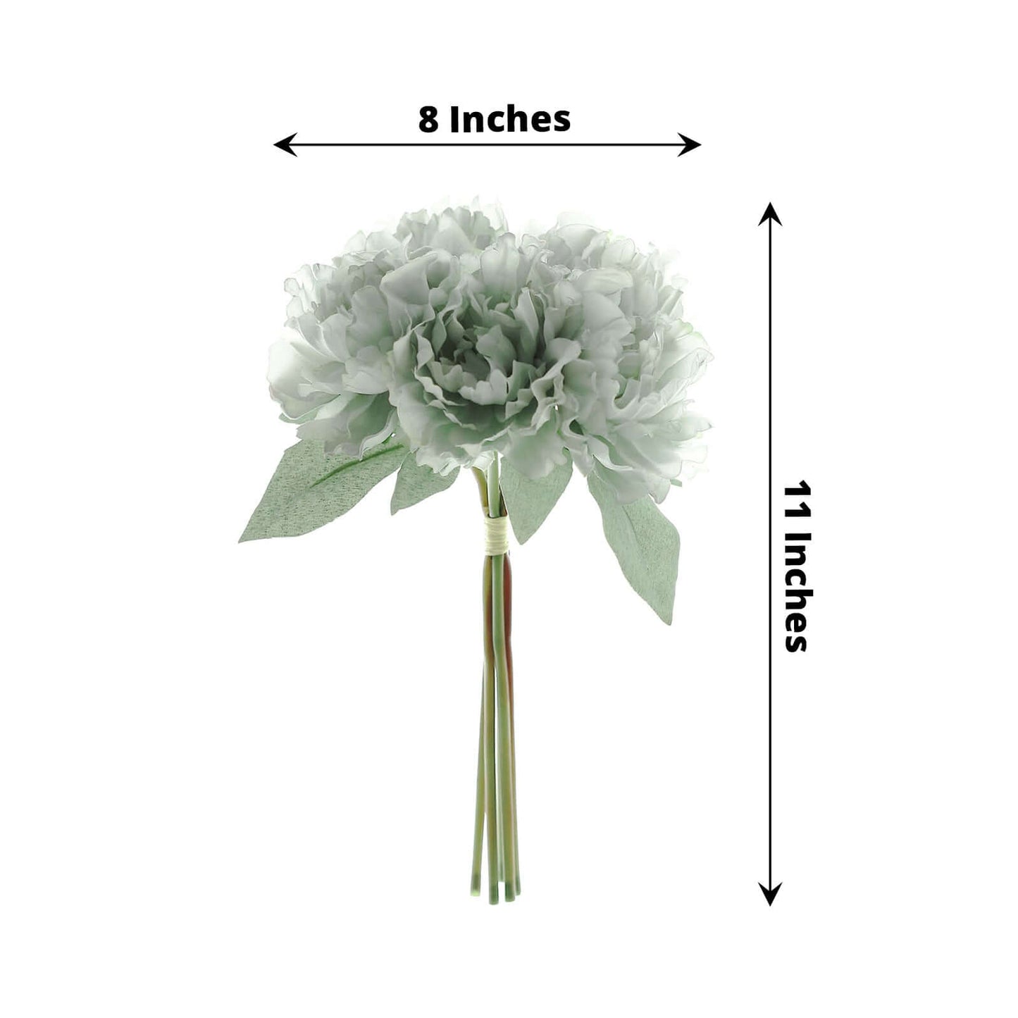 11" Silver Blue Real Touch Artificial Silk Peonies Flower Bouquet