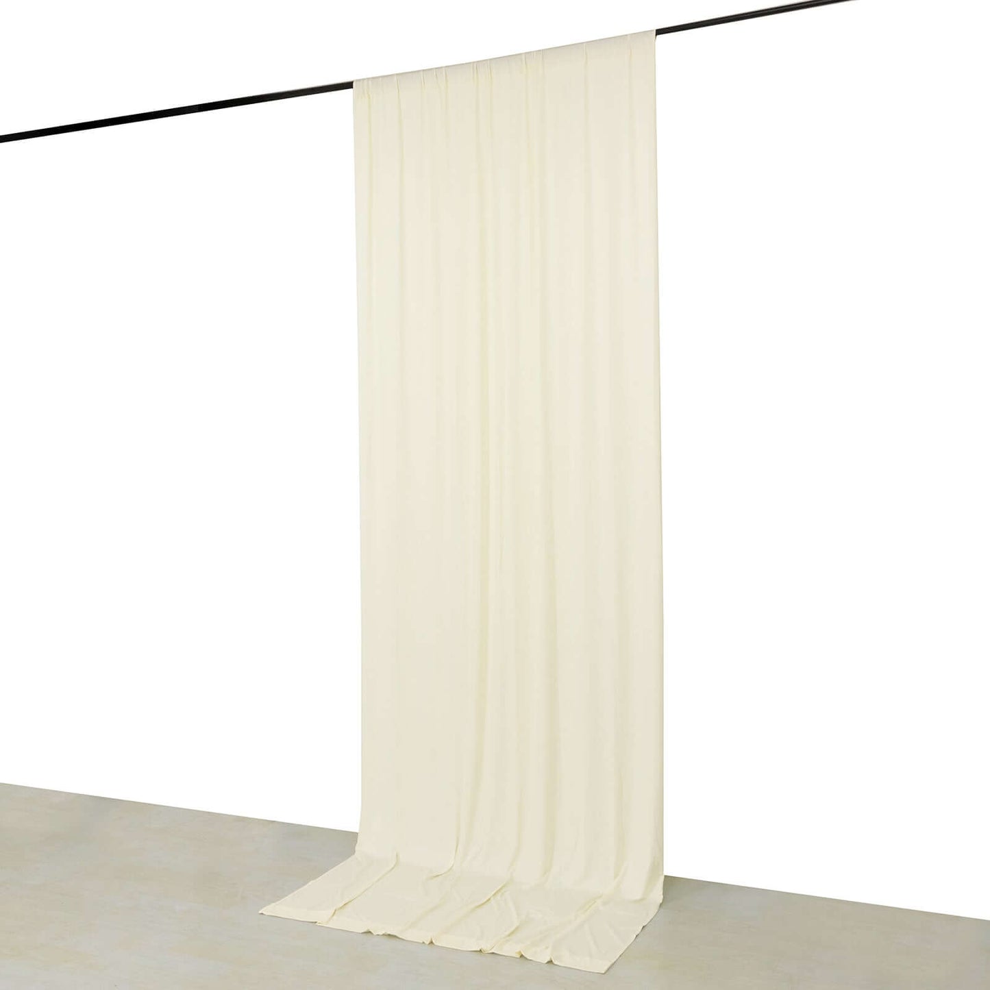 Ivory 4-Way Stretch Spandex Event Curtain Drapes, Wrinkle Free Backdrop Event Panel with Rod Pockets - 5ftx12ft