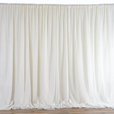 Ivory Chiffon Polyester Event Curtain Drapes, Dual Layer Divider Backdrop Event Panels with Rod Pockets - 20ftx10ft - Linen Luxes