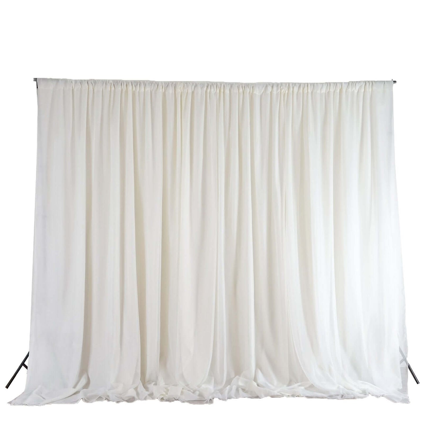 Ivory Chiffon Polyester Event Curtain Drapes, Dual Layer Divider Backdrop Event Panels with Rod Pockets - 20ftx10ft - Linen Luxes
