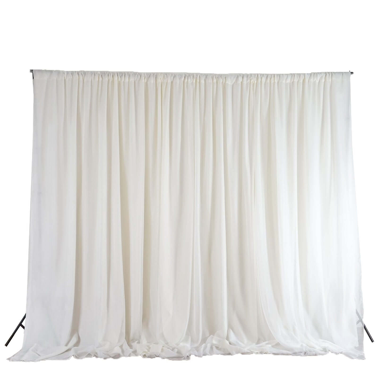 Ivory Chiffon Polyester Event Curtain Drapes, Dual Layer Divider Backdrop Event Panels with Rod Pockets - 20ftx10ft - Linen Luxes