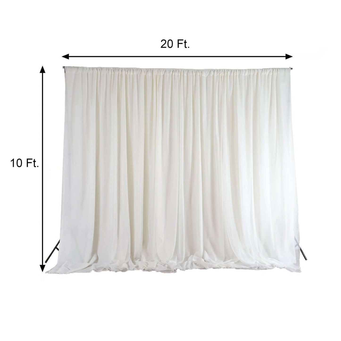 Ivory Chiffon Polyester Event Curtain Drapes, Dual Layer Divider Backdrop Event Panels with Rod Pockets - 20ftx10ft - Linen Luxes