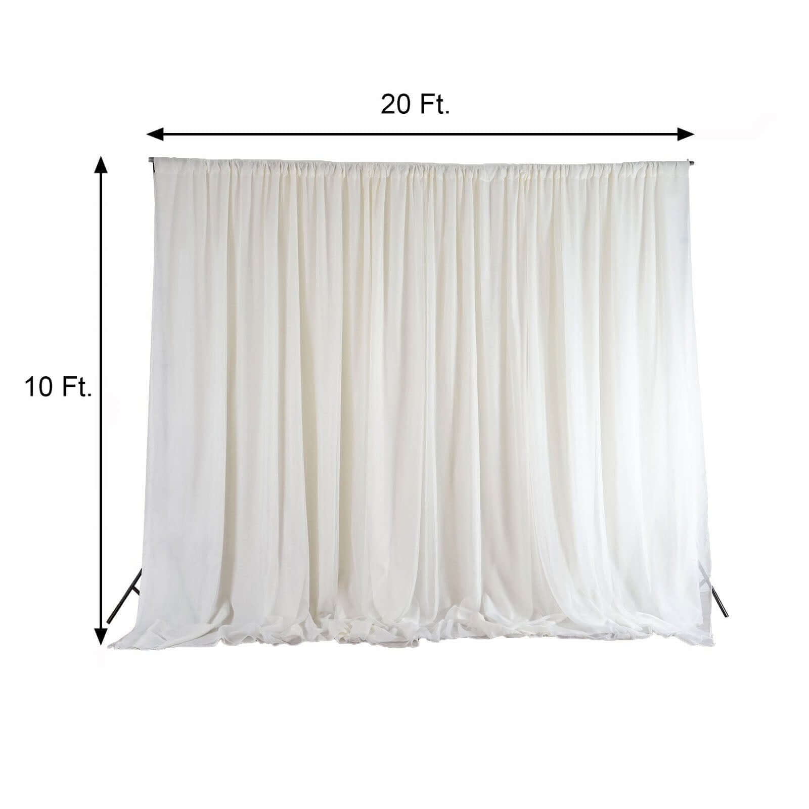 Ivory Chiffon Polyester Event Curtain Drapes, Dual Layer Divider Backdrop Event Panels with Rod Pockets - 20ftx10ft - Linen Luxes