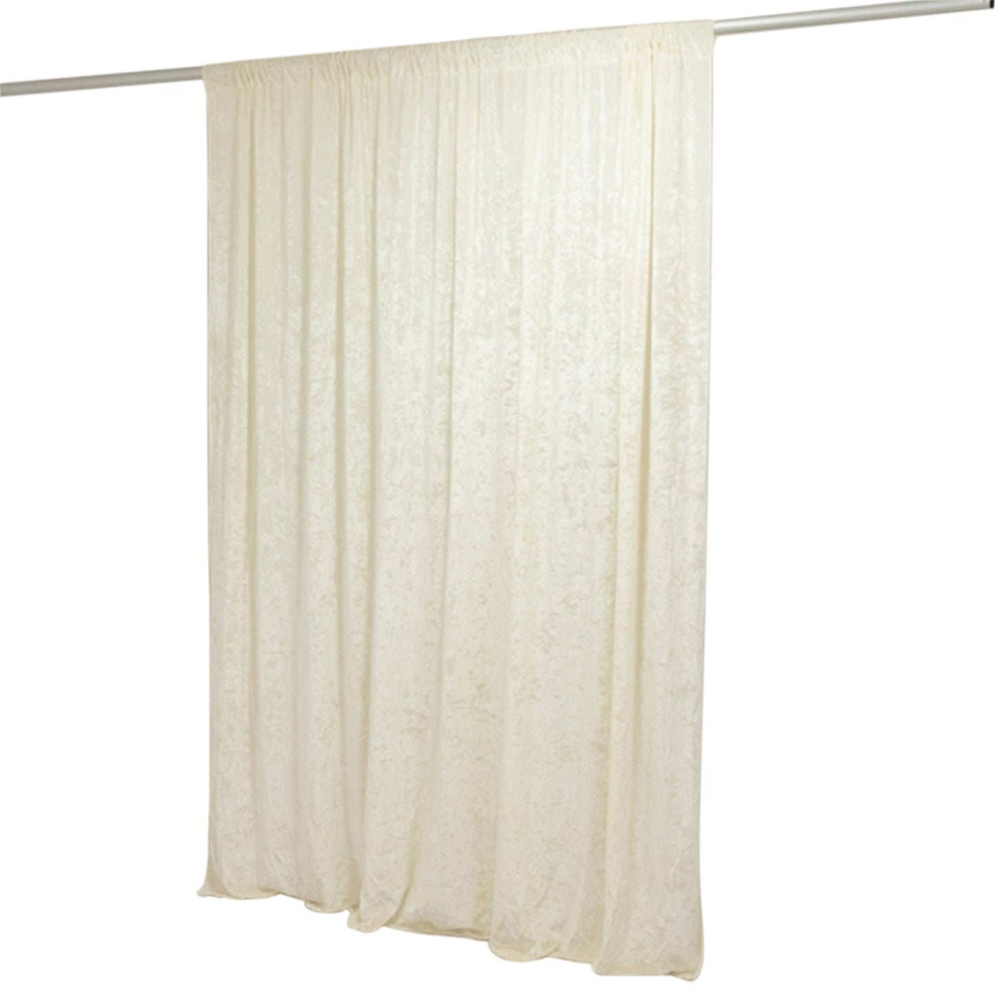 Ivory Crushed Velvet Backdrop Curtain â€“ 8ft x 8ft Event Drape with Rod Pocket, Privacy Panel for Photo Booths & Events - Linen Luxes