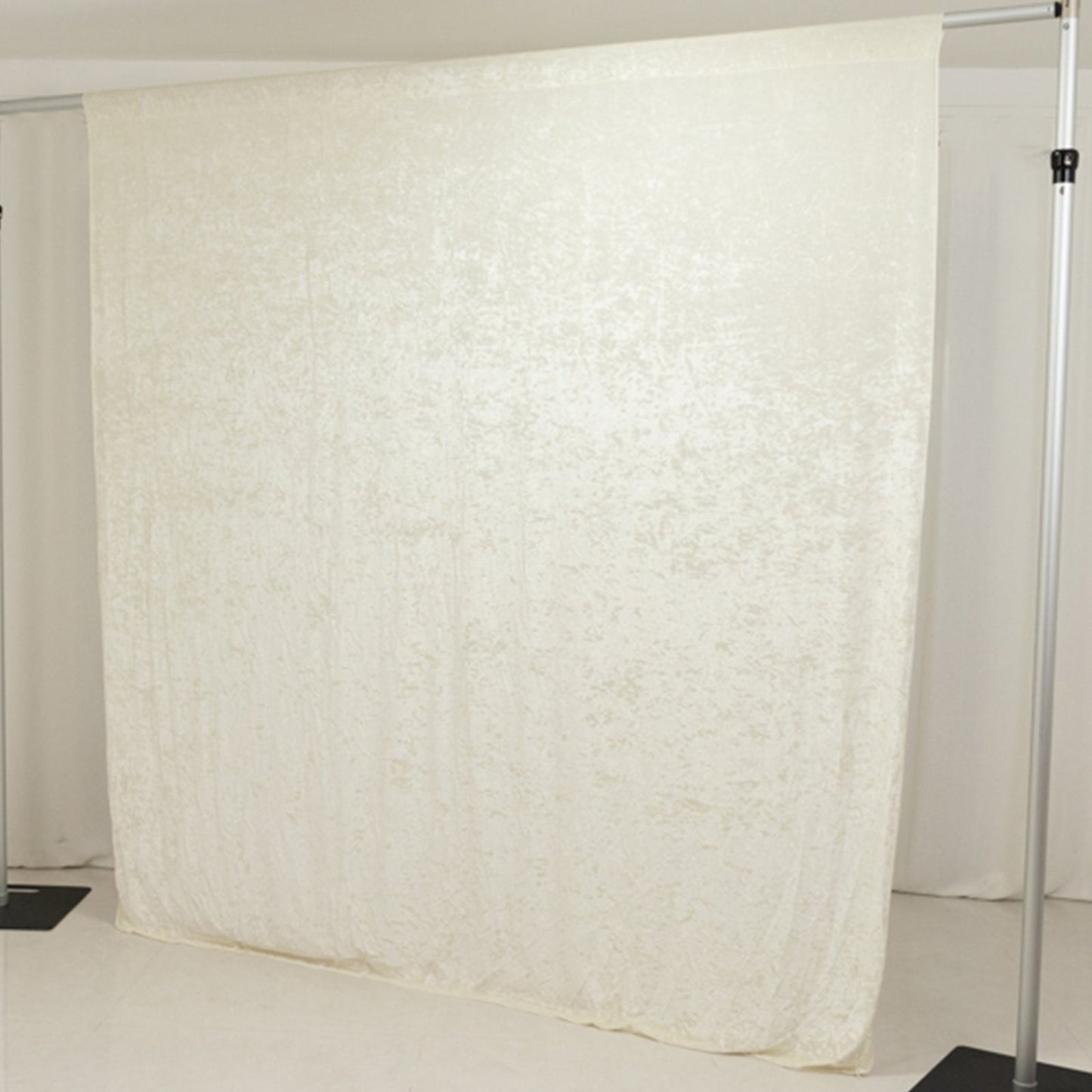 Ivory Crushed Velvet Backdrop Curtain â€“ 8ft x 8ft Event Drape with Rod Pocket, Privacy Panel for Photo Booths & Events - Linen Luxes