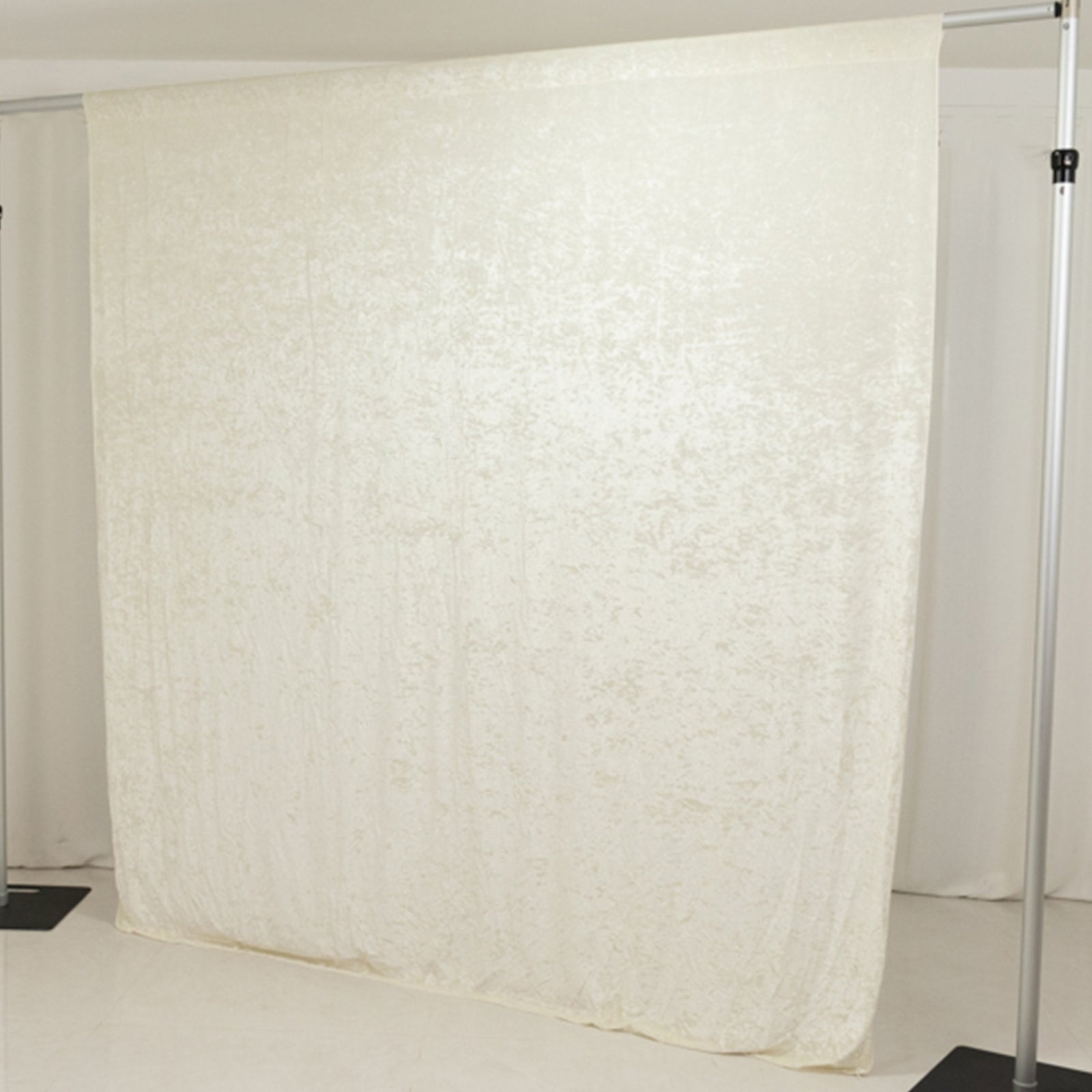 Ivory Crushed Velvet Backdrop Curtain â€“ 8ft x 8ft Event Drape with Rod Pocket, Privacy Panel for Photo Booths & Events - Linen Luxes