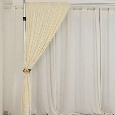 Ivory Crushed Velvet Backdrop Curtain â€“ 8ft x 8ft Event Drape with Rod Pocket, Privacy Panel for Photo Booths & Events - Linen Luxes