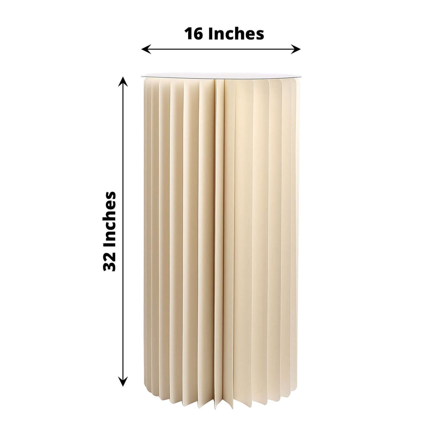 32" Ivory Cylinder Display Column Stand, Pillar Pedestal Stand With Top Plate