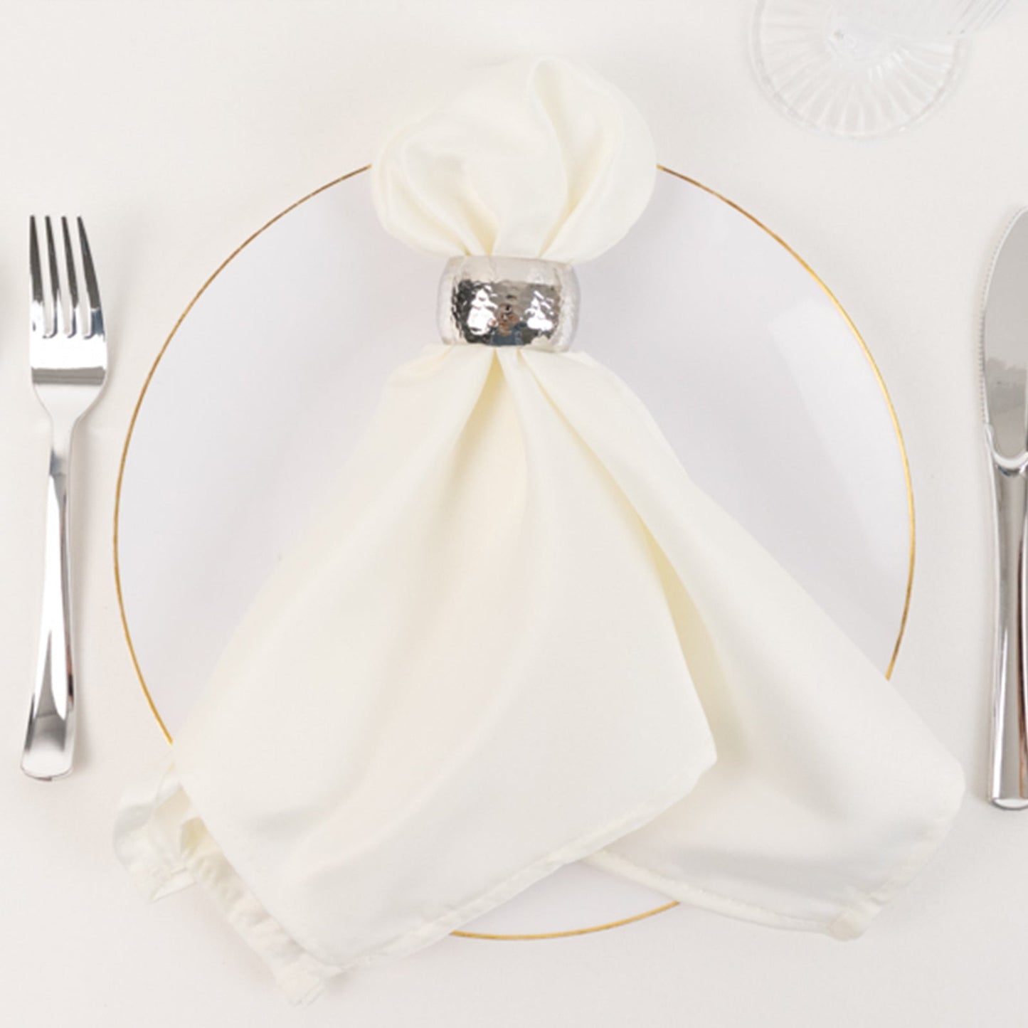 5 Pack Lamour Satin 20"x20" Napkins Ivory - Soft Matte Finish Dinner Napkins