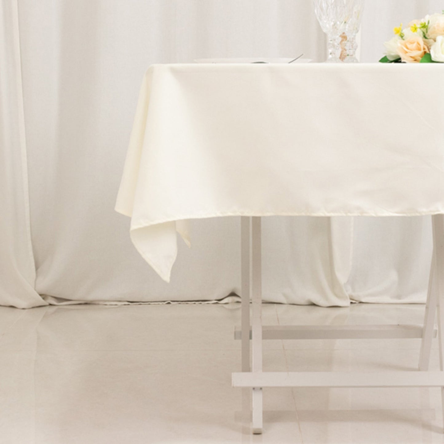 Cotton Blend 54"x54" Square Tablecloth Ivory - Wrinkle-Resistant Table Cover