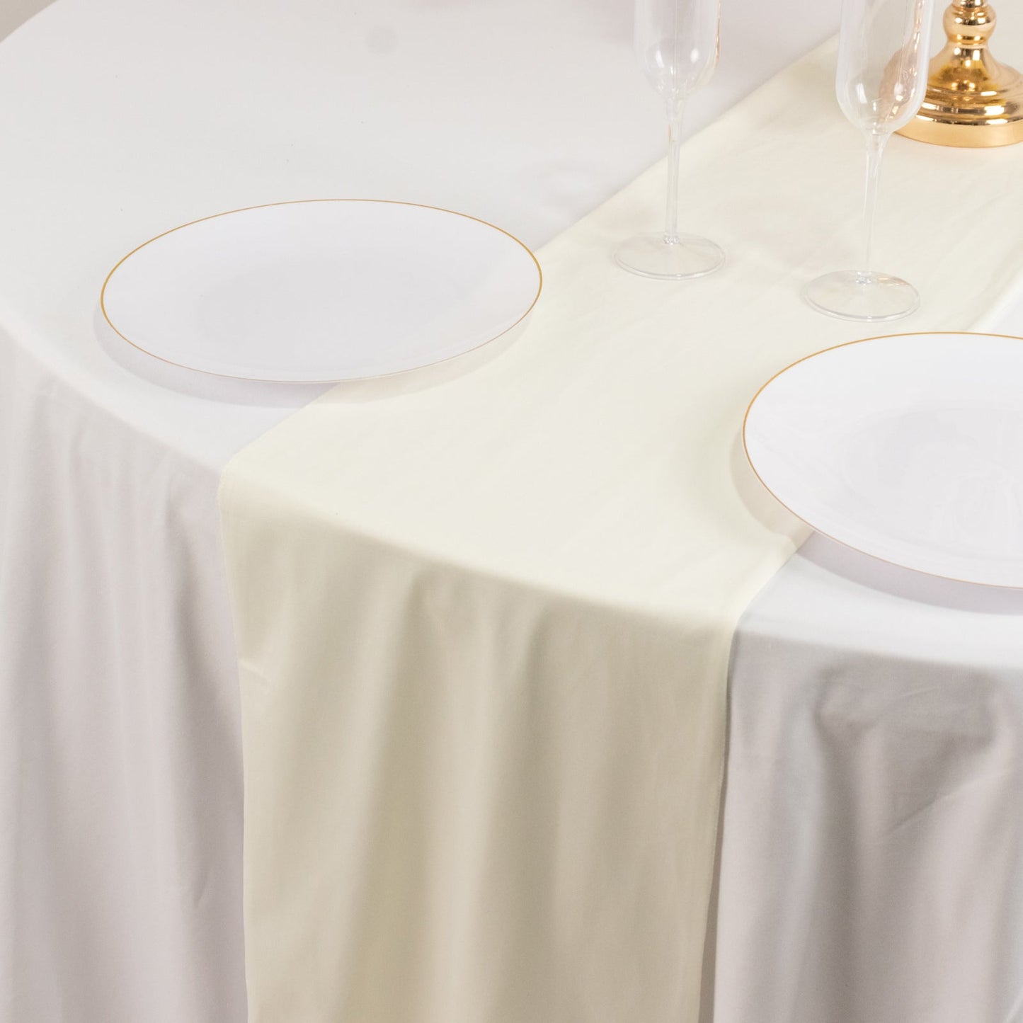 Scuba Polyester 12"x108" Table Runner Ivory - Wrinkle-Free Table Linen