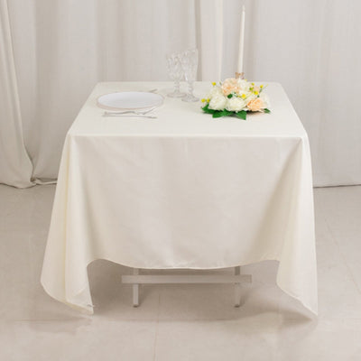Cotton Blend 70"x70" Square Tablecloth Ivory - Wrinkle-Resistant Fabric Table Cover
