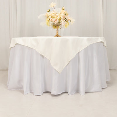 Cotton Blend 54"x54" Table Overlay Square Tablecloth Ivory - Wrinkle-Resistant Table Topper
