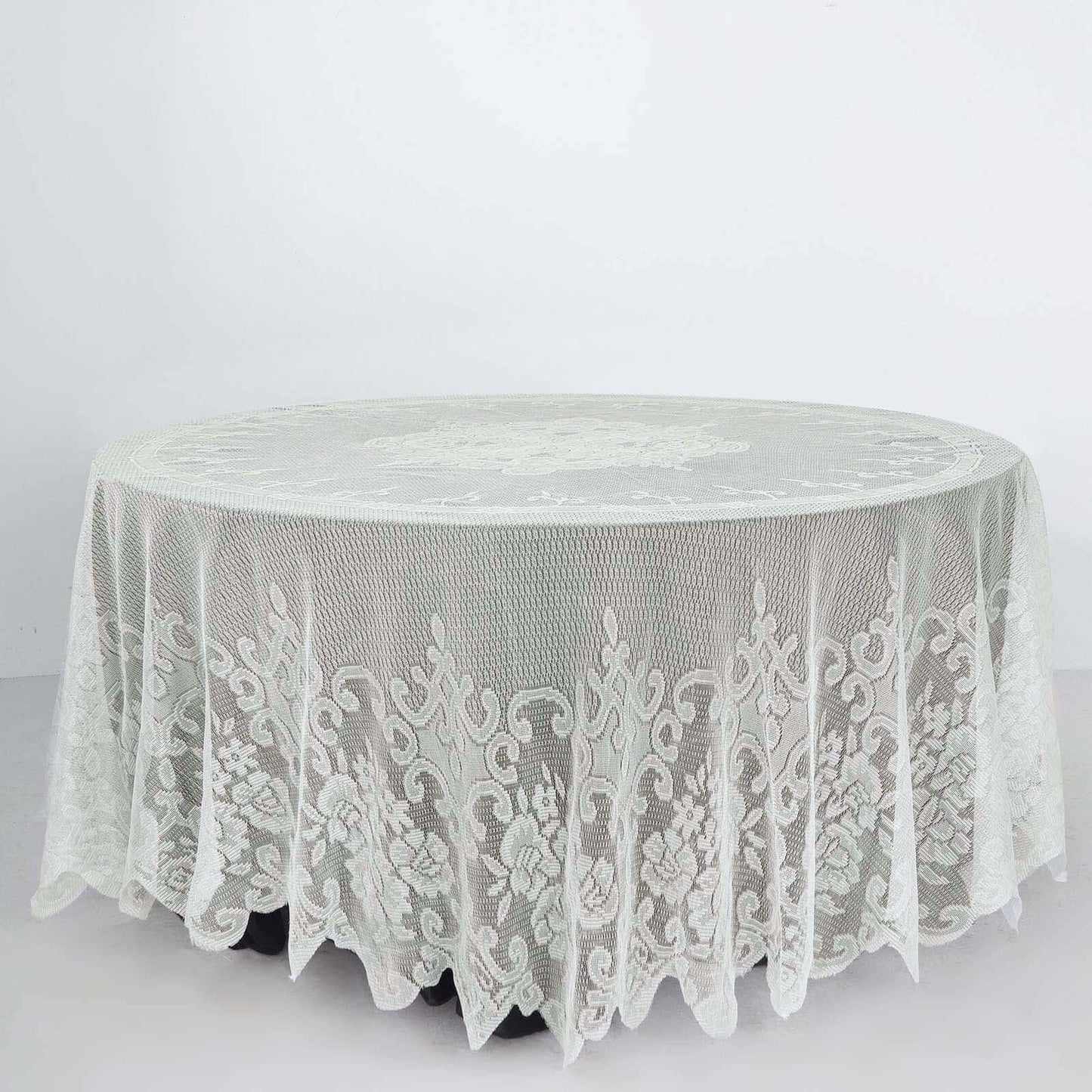 Lace 108" Round Tablecloth Ivory - Premium Design for Formal Table Settings - Linen Luxes