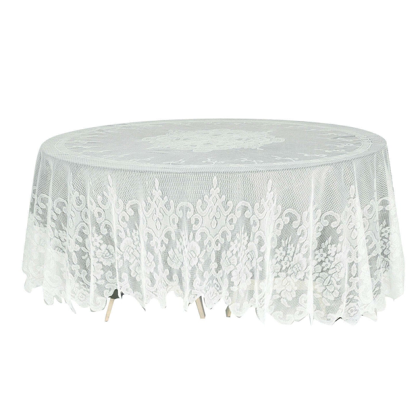 Lace 108" Round Tablecloth Ivory - Premium Design for Formal Table Settings - Linen Luxes