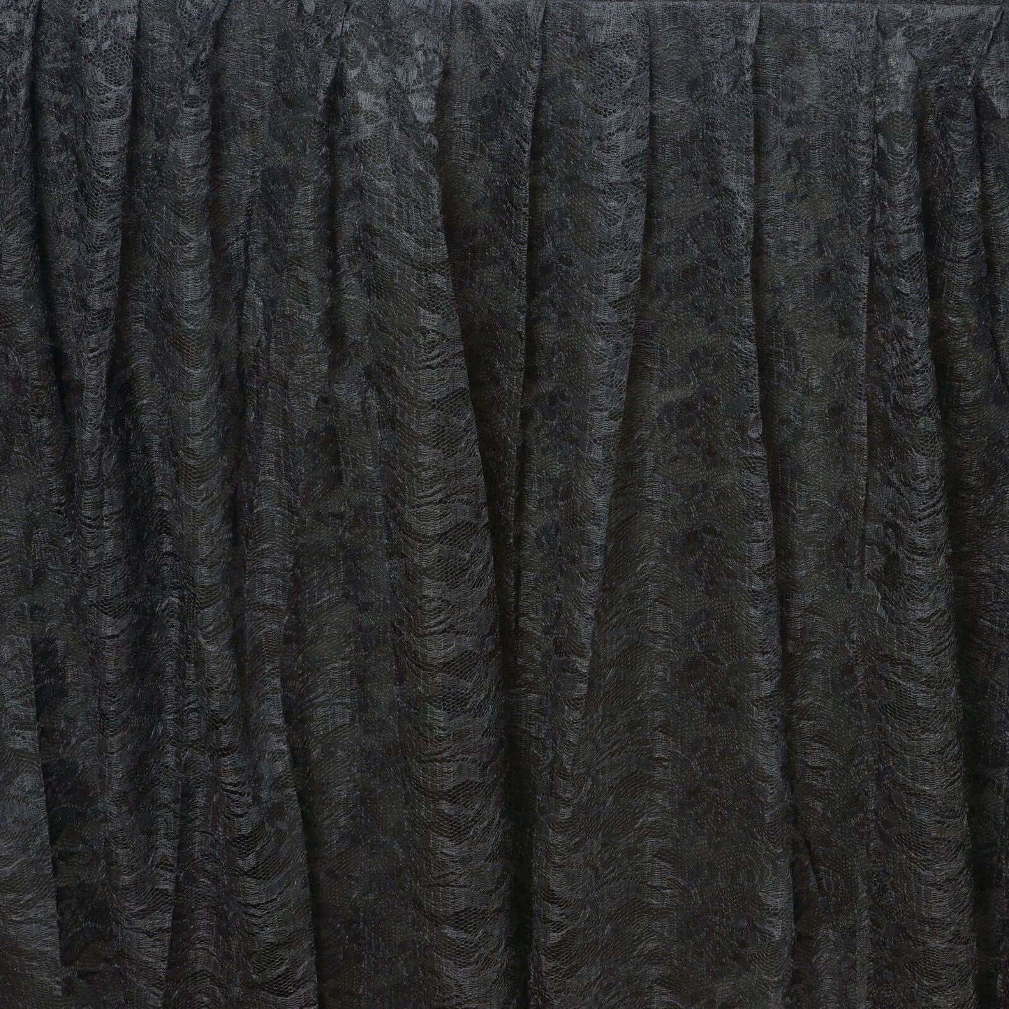 Lace 14ft Table Skirt Black Premium Pleated - Vintage Style for Parties - Linen Luxes
