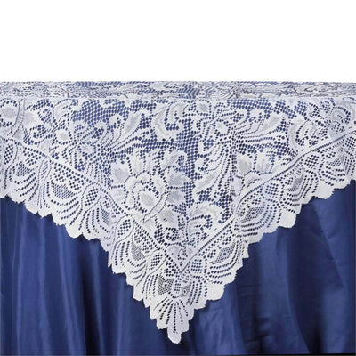 Lace 54"x54" Table Overlay Square Tablecloth White - Stylish Victorian Design Event Decor - Linen Luxes