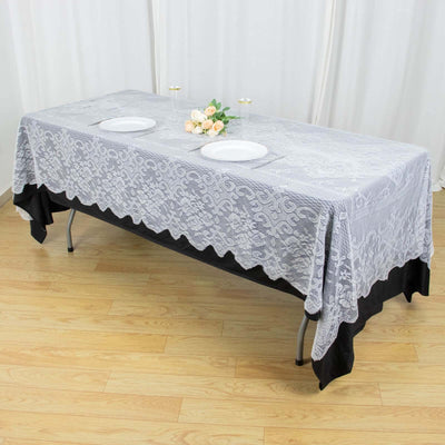 Lace 60"x108" Rectangular Oblong Tablecloth White - Premium Finish for Versatile Table Settings - Linen Luxes