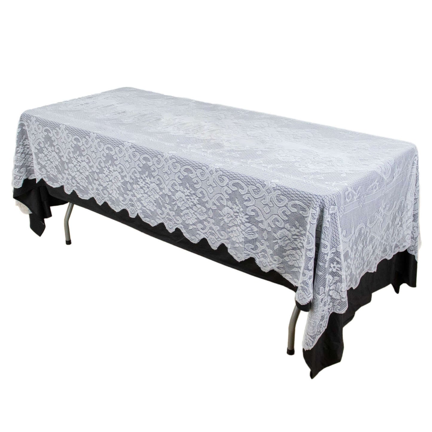 Lace 60"x108" Rectangular Oblong Tablecloth White - Premium Finish for Versatile Table Settings - Linen Luxes